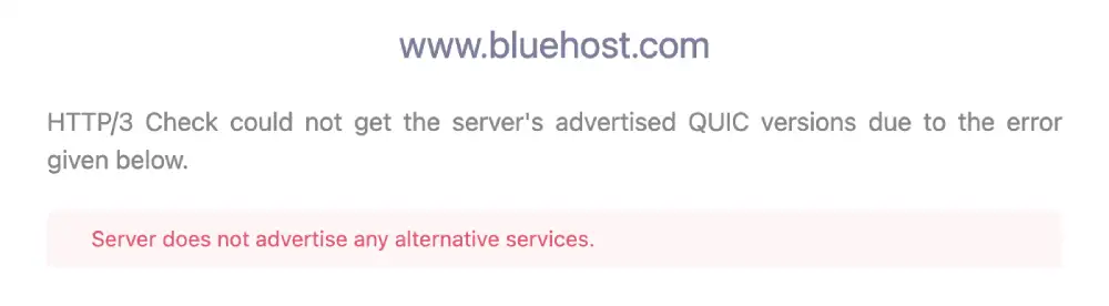 HTTP/3 protocol support test for Bluehost