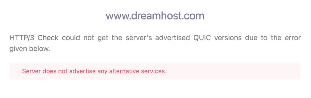 HTTP/3 protocol support test for DreamHost