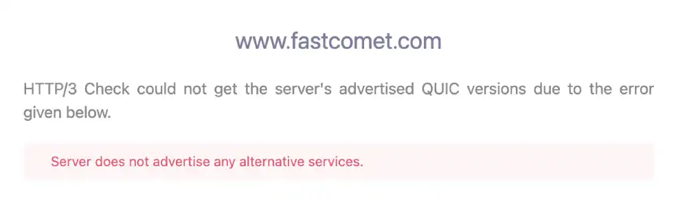HTTP/3 protocol support test for FastComet