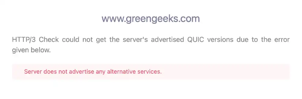 HTTP/3 protocol support test for GreenGeeks