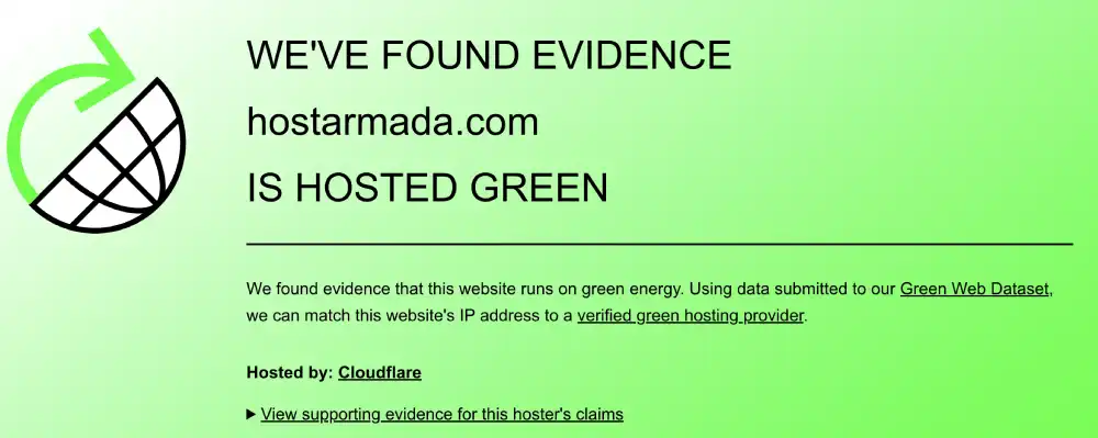 The Green Web Foundation verification for HostArmada