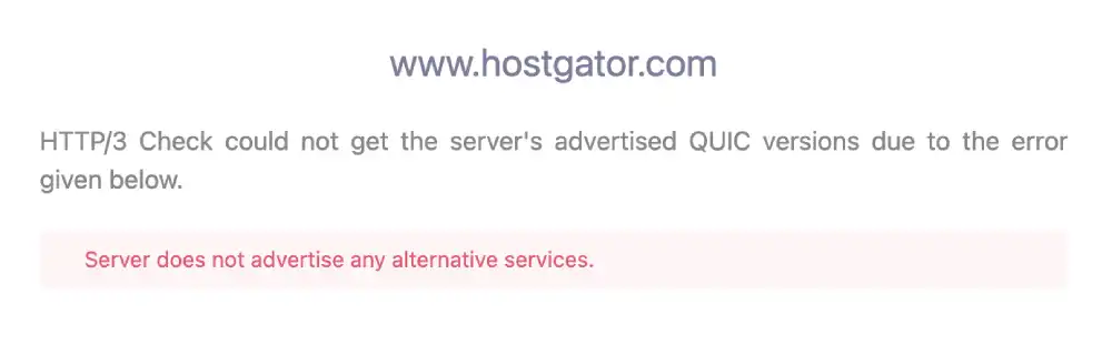 HTTP/3 protocol support test for HostGator