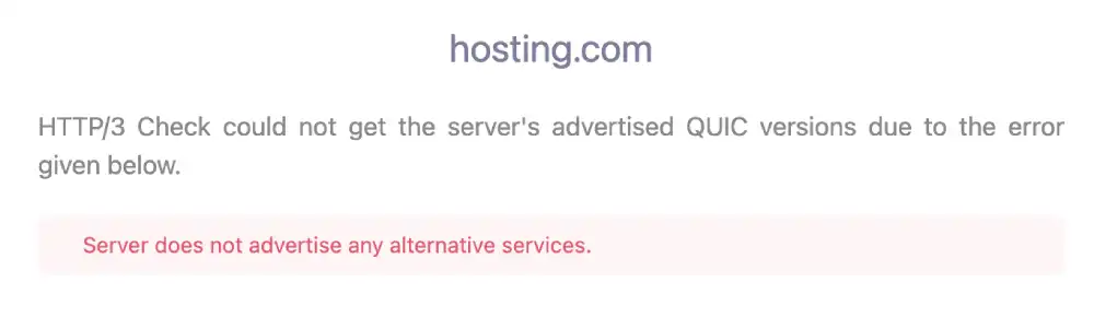 HTTP/3 protocol support test for Hosting.com