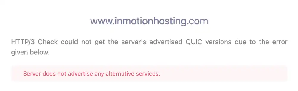 HTTP/3 protocol support test for InMotion Hosting