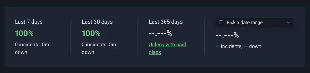 Uptime Robot summary strip for InMotion Hosting