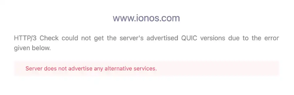 HTTP/3 protocol support test for IONOS