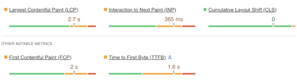 Google PageSpeed Insights mobile results for Kinsta