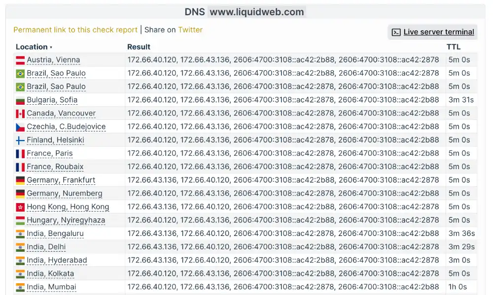 Liquid Web global DNS propagation test