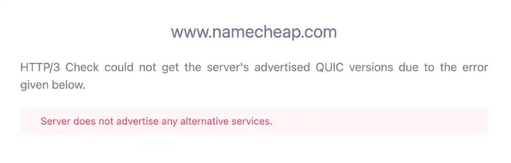 HTTP/3 protocol support test for Namecheap