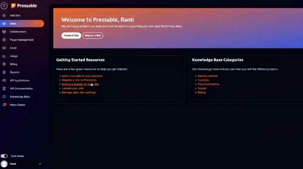 Pressable Control Panel