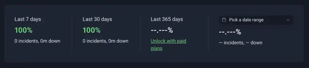 Uptime Robot summary strip for Rocket.net