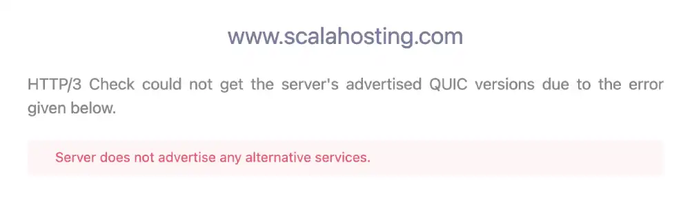 HTTP/3 protocol support test for ScalaHosting