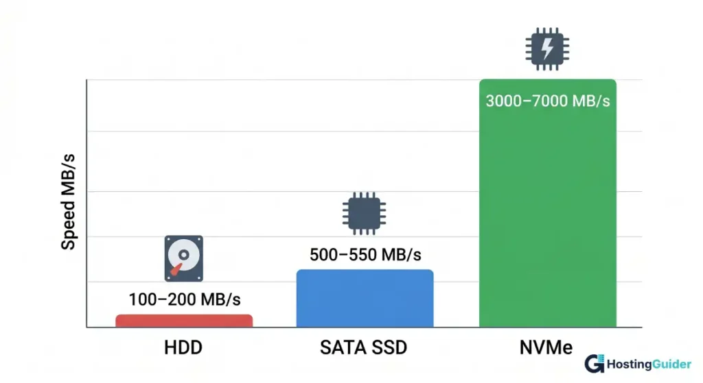 hdd vs ssd vs nvme speed comparison mbps