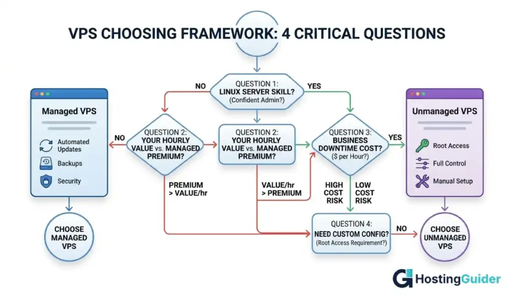 managed vs unmanaged vps decision flowchart