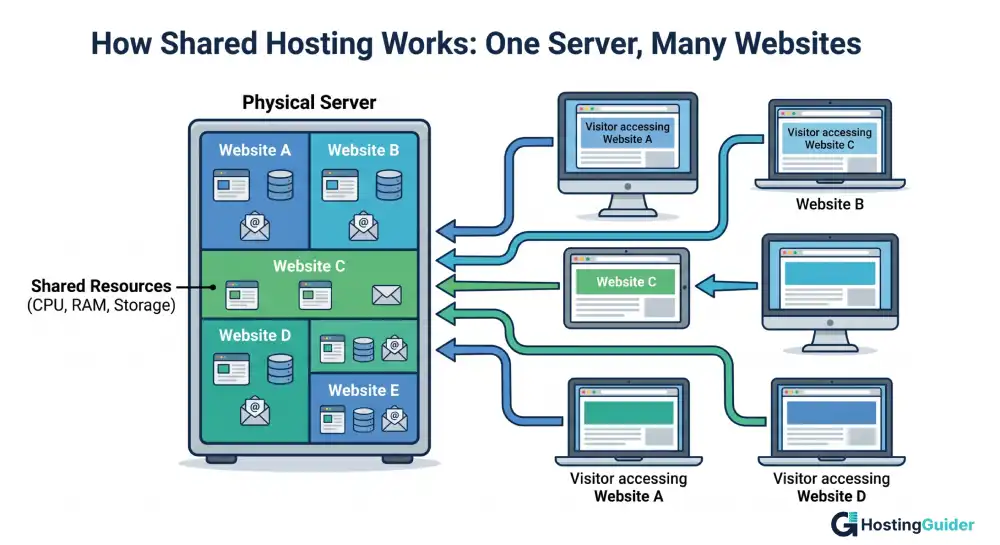 what is shared hosting diagram and how it works