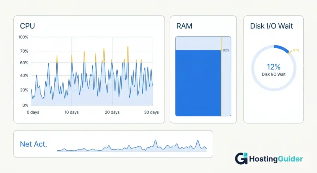 vps server monitoring dashboard cpu ram disk usage
