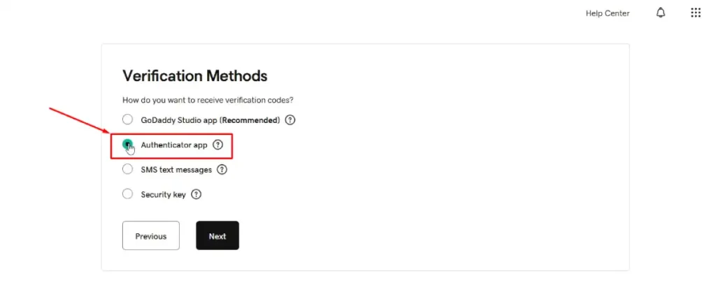 GoDaddy 2FA Authentication Methods