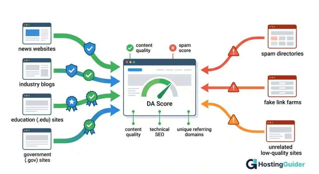 how backlinks increase domain authority infographic