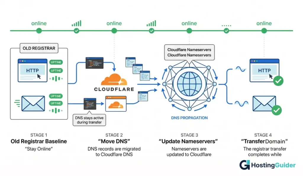 cloudflare dns zero downtime domain transfer
