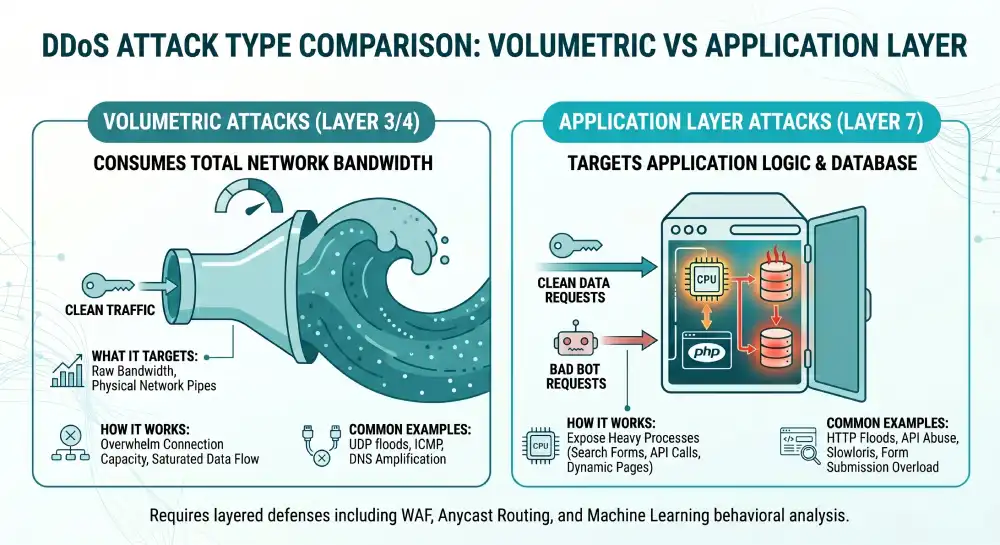 volumetric vs application layer DDoS attack