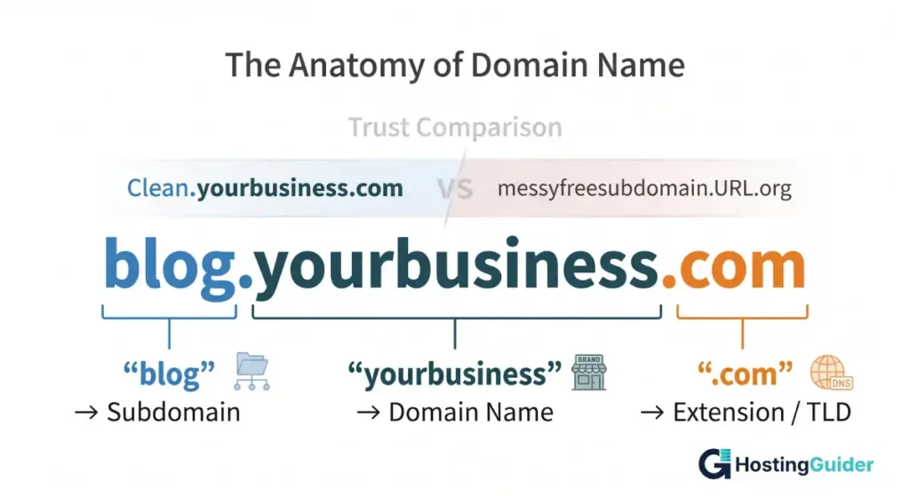 domain name anatomy subdomain domain extension explained