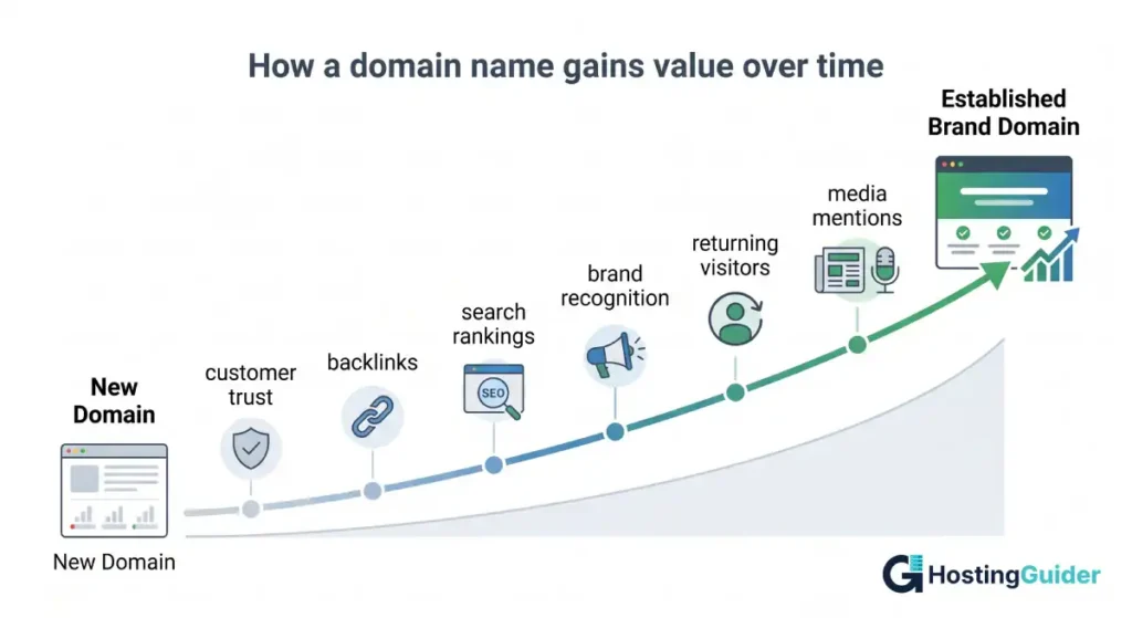how domain value grows over time infographic