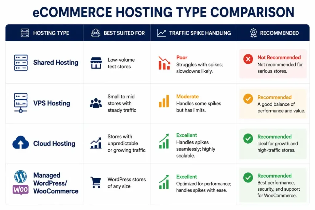 ecommerce hosting comparison table infographic