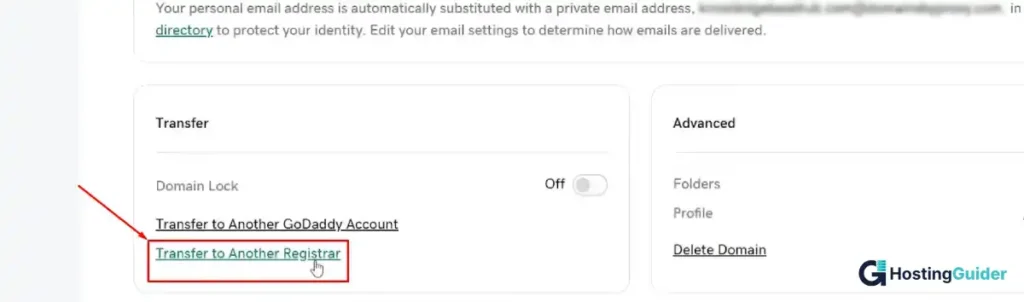 godaddy domain lock off with transfer to another registrar link