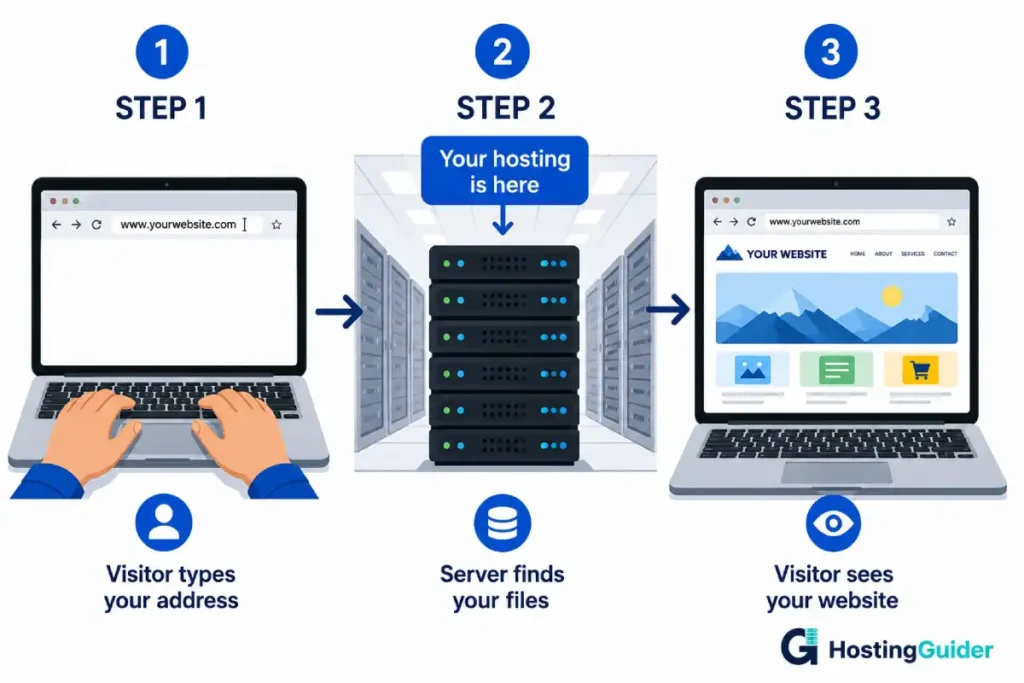 simple web hosting process diagram