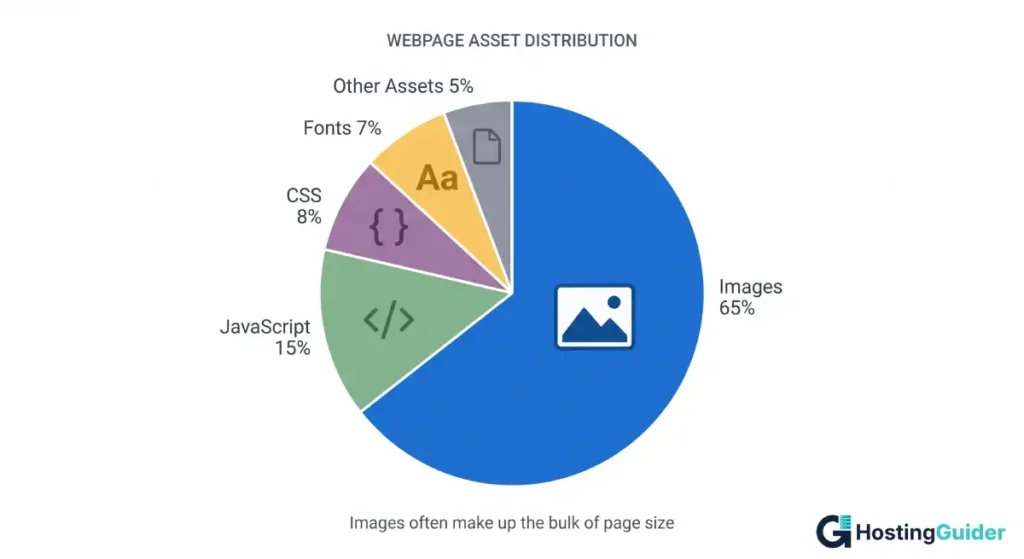 page weight breakdown images vs css js assets