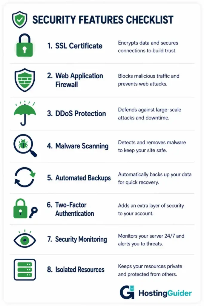website security features checklist card
