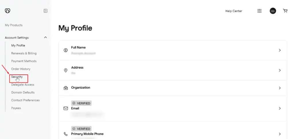 GoDaddy Security Settings