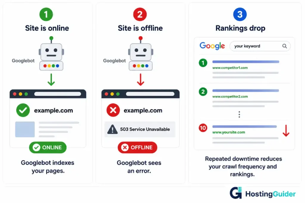 website downtime effect on seo infographic