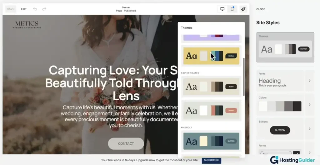 squarespace section editor interface screenshot