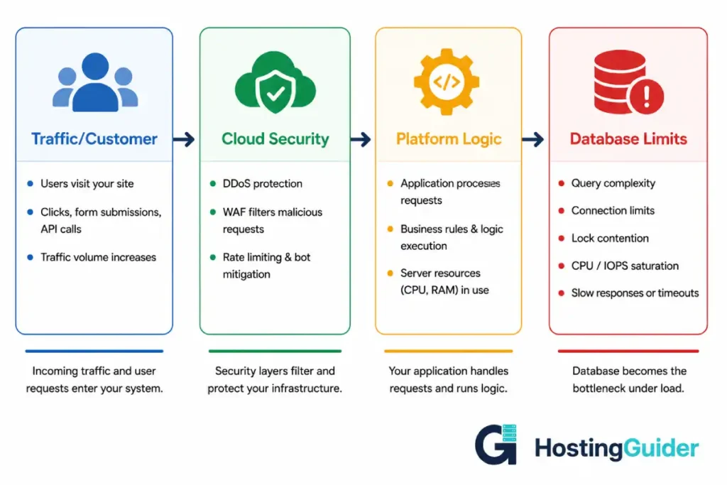 traffic flow and database bottleneck infrastructure infographic