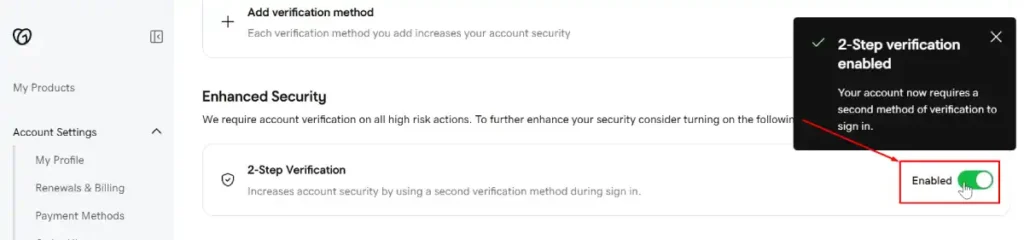 Turn on 2-Step Verification