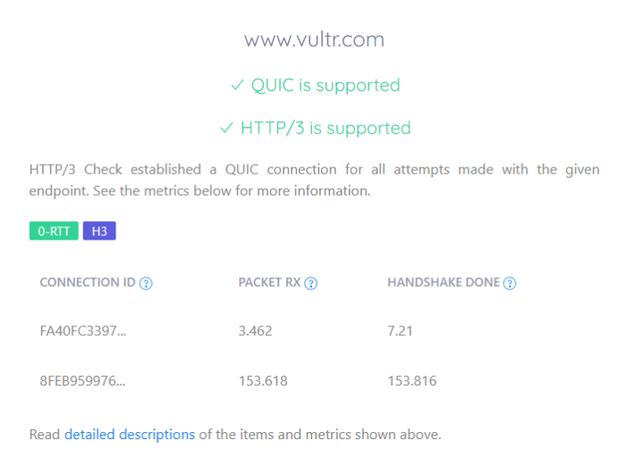 Vultr HTTP/3 Protocol Support Test