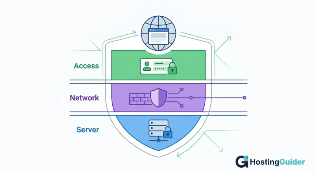 web hosting security layers server network access diagram