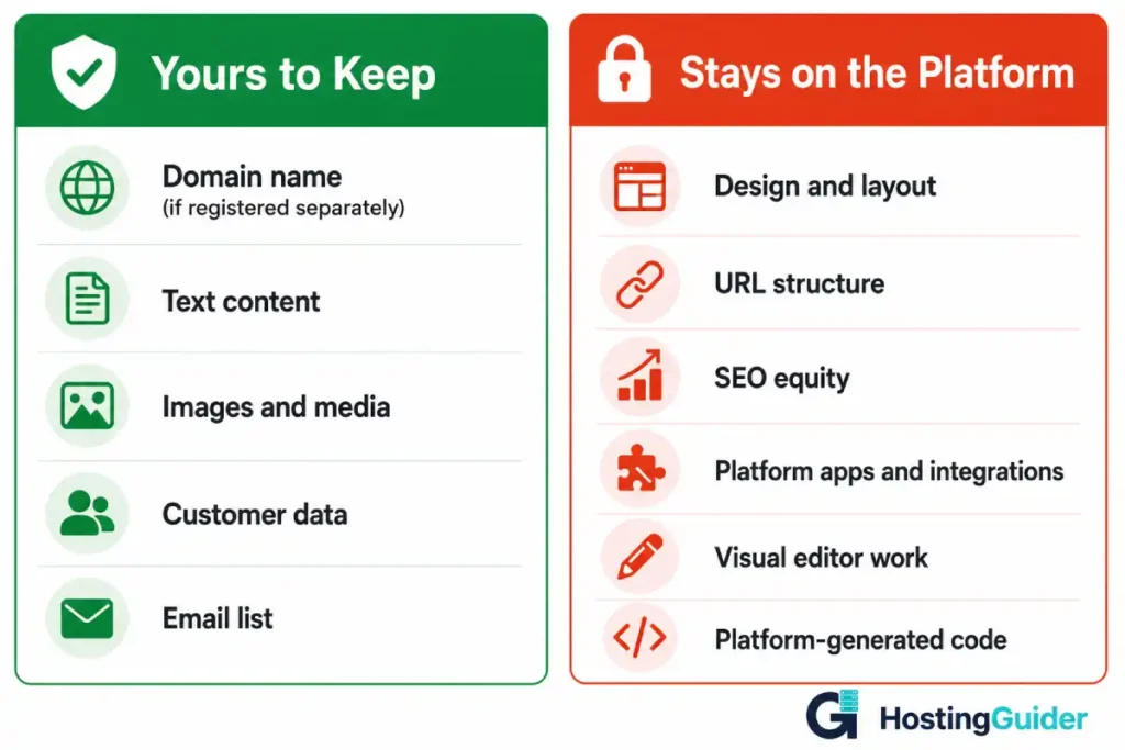 website ownership and platform dependency comparison infographic