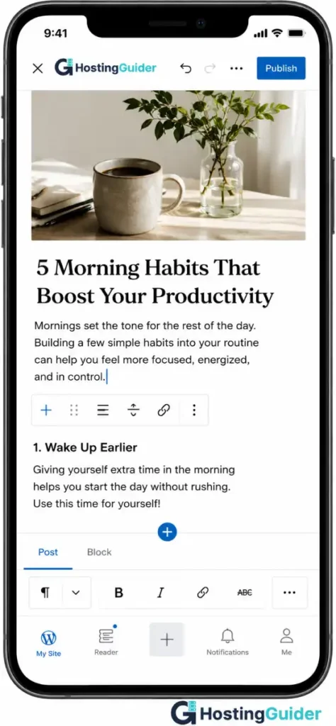 wordpress mobile block editor screenshot