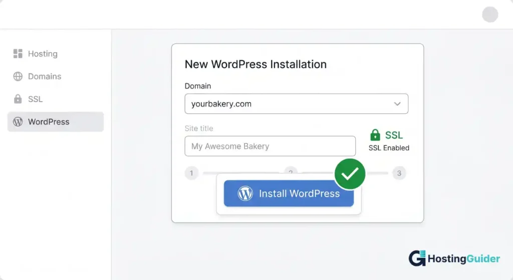 wordpress one click install hosting dashboard