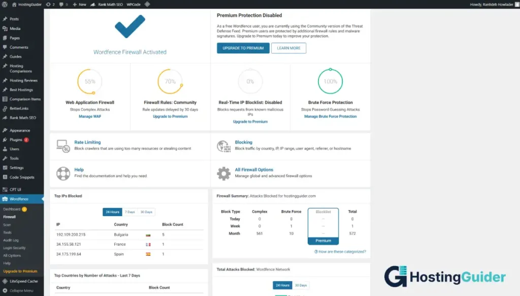 wordpress two factor authentication settings page