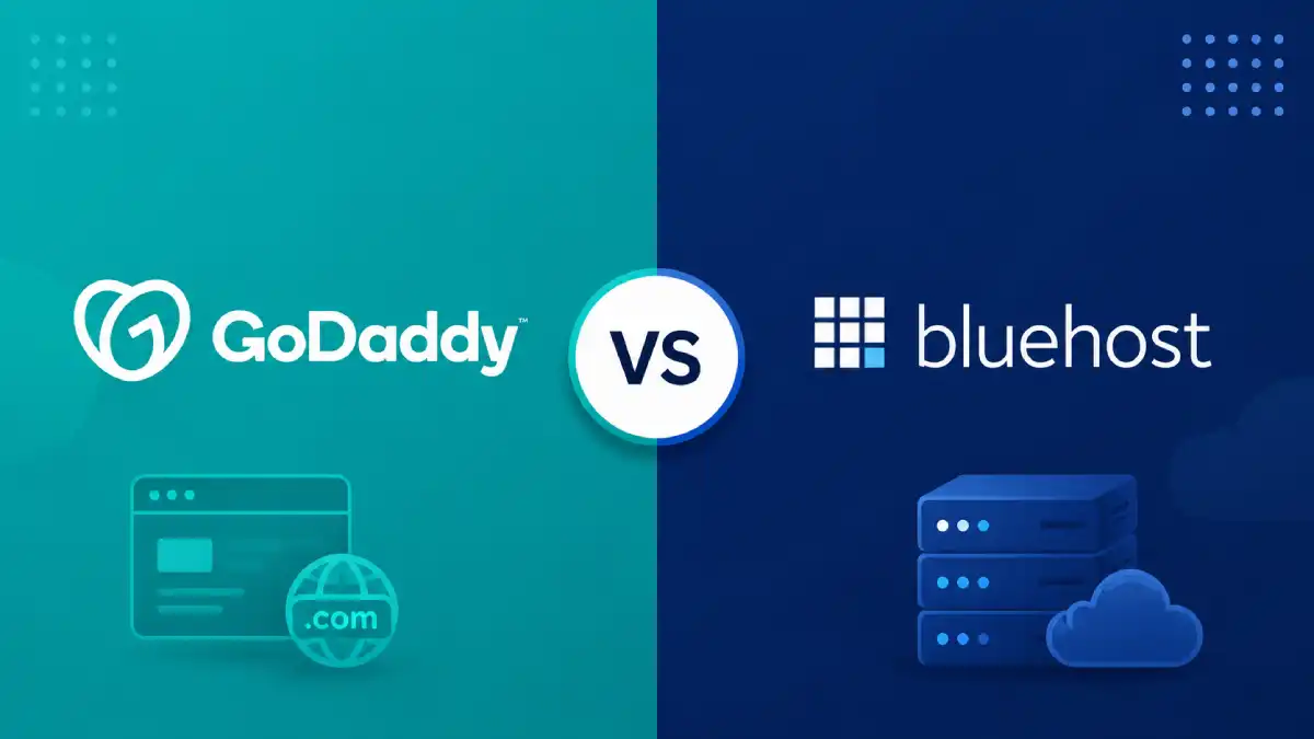GoDaddy vs Bluehost hosting comparison banner