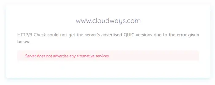 HTTP/3 protocol support test for Cloudways