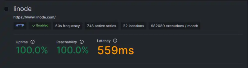 Linode K6 Grafana load test results