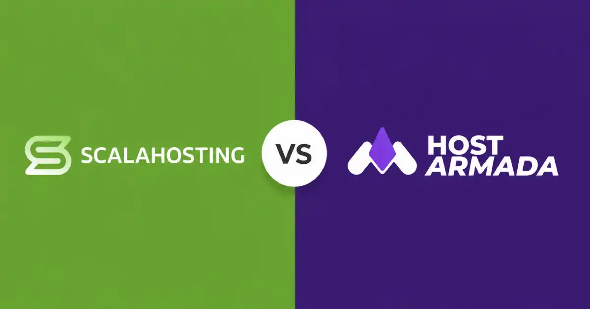 ScalaHosting vs HostArmada hosting comparison banner