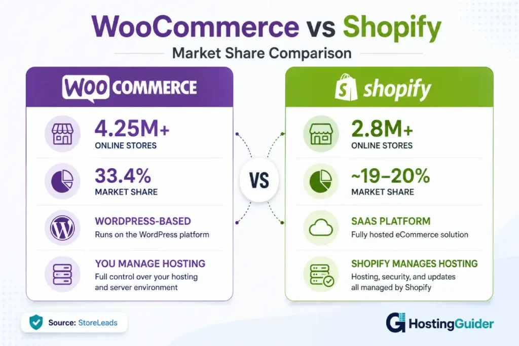 WooCommerce vs Shopify market share