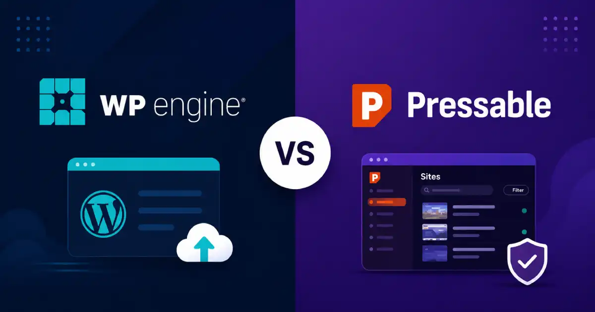 WP Engine vs Pressable hosting comparison banner