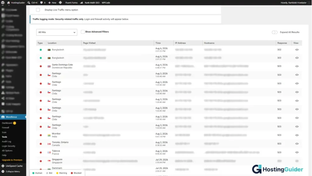 Wordfence Live Traffic